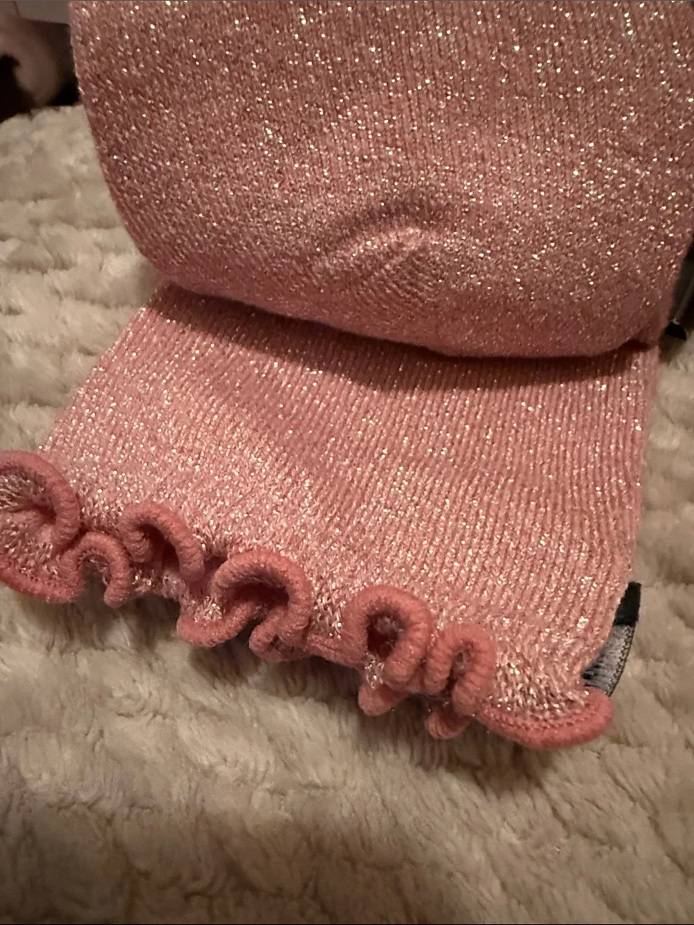 NWT PINK Victoria's Secret Metallic Rose Pink Crew Socks